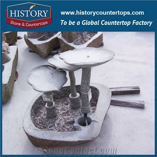 History Stone Fountain from Quanzhou Factory, Low Price Yellow Granite Carved Man Statue and Red Granite Base Exterior Fountain for Garden, Square, Villa, Granite Water Fountain
