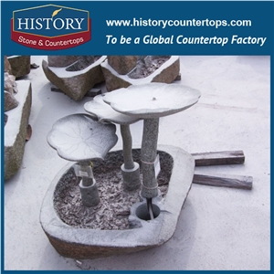 History Stone Fountain from Quanzhou Factory, Low Price Yellow Granite Carved Man Statue and Red Granite Base Exterior Fountain for Garden, Square, Villa, Granite Water Fountain