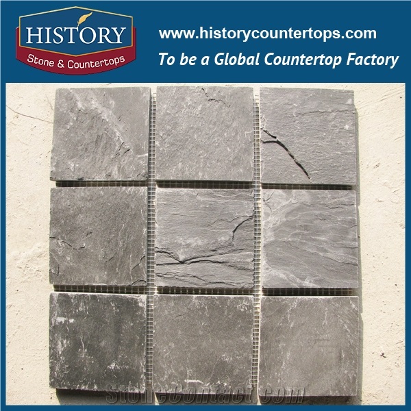 History Stone Free Style Irregular Natural Light Green and Beige Marble Mixed Slate Stone Mosaic Wall Tile Export from China
