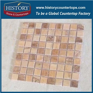 History Stone Great Design Guangdong Factory on Sale, Light Emperador Natural Marble Square Pattern Mosaic Tiles Made in China for Hotel, Villa, Hall, Lobby Decoration, Wall, Roof and Flooring Mosaic