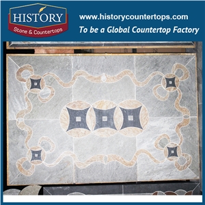 History Stone Grey Color Four-Pointed Star Pattern Polished Rectangle Slate Medallions, Flooring Tiles, Decorated Patio Pavers