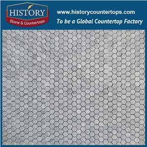 History Stone Guangdong Factory High Standard Modern Design, Interior Decoration Polished Bianco Carrara White Marble 1.25×3 Elongated Hexagon Pattern Mosaic Tiles, Floor & Wall Mosaic