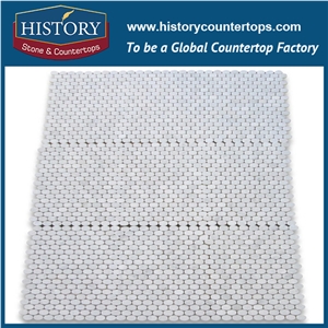 History Stone Guangdong Factory High Standard Modern Design, Interior Decoration Polished Natural Carrara White Marble 0.75 Inch Penny Round Pattern Mosaic Tiles for Sale, Floor & Wall Mosaic