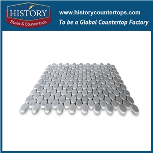 History Stone Guangdong Factory High Standard Modern Design, Interior Decoration Polished Natural Carrara White Marble 0.75 Inch Penny Round Pattern Mosaic Tiles for Sale, Floor & Wall Mosaic