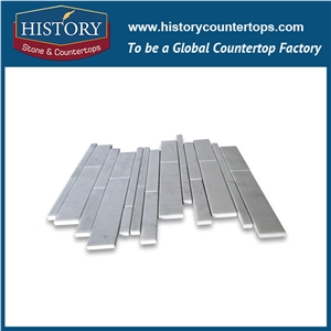 History Stone Guangdong Factory High Standard New Design, Polished Bianco Carrara White Marble Rectangular Pattern Mosaic Tiles for Bathroom, Kitchen, Hall, Decorative Flooring & Wall Mosaic