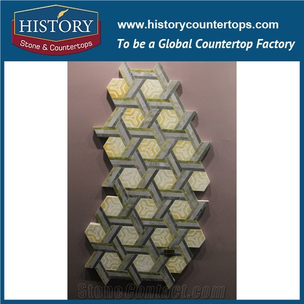 History Stone Guangdong Supplier with Factory Price Great Features, Dark and Light Emperador Hexagon Pattern Mosaic Tile with Low Price for House Decoration, Brown Marble Floor & Wall Mosaic