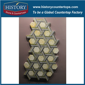 History Stone Guangdong Supplier with Factory Price Great Features, Dark and Light Emperador Hexagon Pattern Mosaic Tile with Low Price for House Decoration, Brown Marble Floor & Wall Mosaic