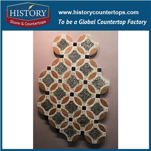 History Stone Guangdong Supplier with Factory Price Great Features, Dark and Light Emperador Hexagon Pattern Mosaic Tile with Low Price for House Decoration, Brown Marble Floor & Wall Mosaic