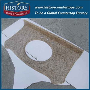 History Stone Hg008 G682 Golden Yellow Flat Polished Customized Size Modular Smooth Surface Bathroom Countertop & Vanity Top for Indoor Construction
