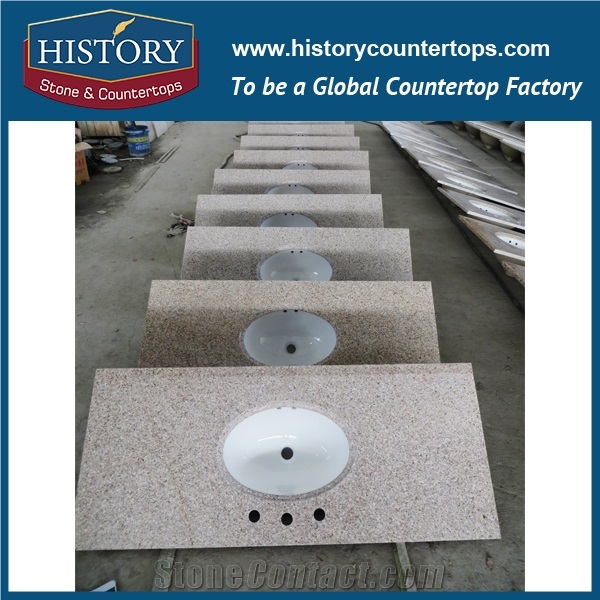 History Stone Hg030 G681 Beige Cream Honded Finish Customised Shape Vanity Set Granite Replacement for Countertops & Bathroom Vanity Top