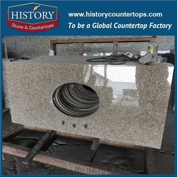 History Stone Hg030 G681 Beige Cream Honded Finish Customised Shape Vanity Set Granite Replacement for Countertops & Bathroom Vanity Top