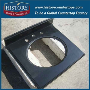 History Stone Hg051a Absoutely Black Rounder Edge Prefab Size Solid Color Customize Bathroom Top Material Replacement Countertop & Vanity Top