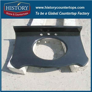 History Stone Hg051a Absoutely Black Rounder Edge Prefab Size Solid Color Customize Bathroom Top Material Replacement Countertop & Vanity Top