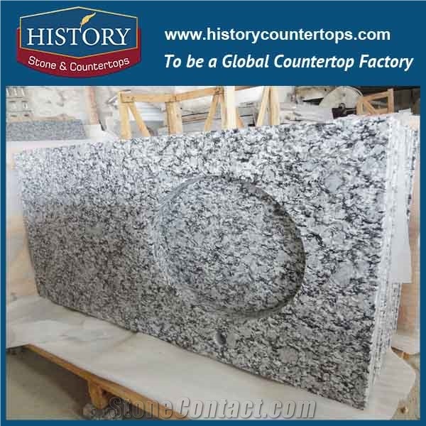 History Stone Hg067 Apray White Single Ogee Edge Modern Polished Prefabricated Machine Cut Options for Countertops & Bathroom Vanity Top on Sale