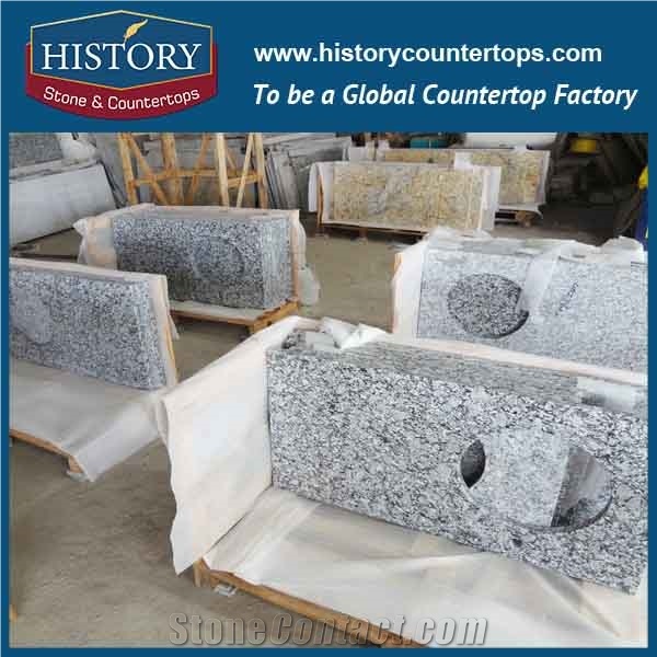 History Stone Hg067 Apray White Single Ogee Edge Modern Polished Prefabricated Machine Cut Options for Countertops & Bathroom Vanity Top on Sale
