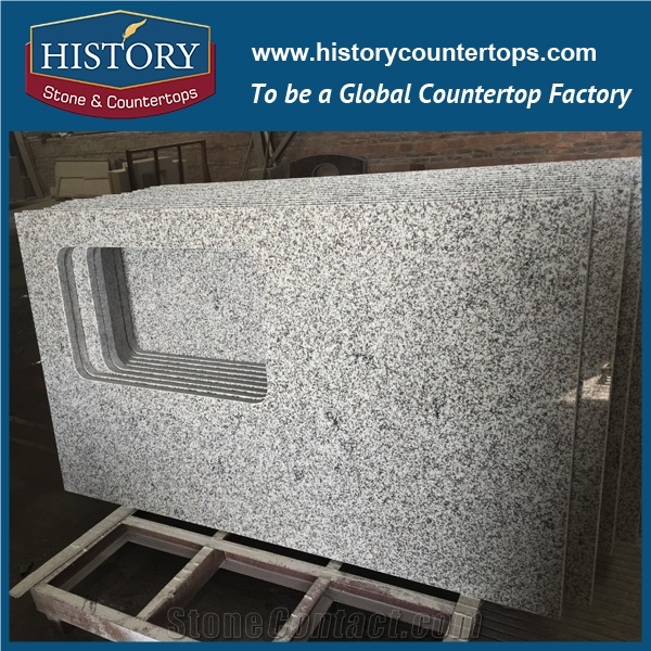 History Stone Hg079 G655 Tong White Precut Half Bullnose Four Edges Polished Custom Size Countertops & Bathroom Vanity Top for Domestic Decoration