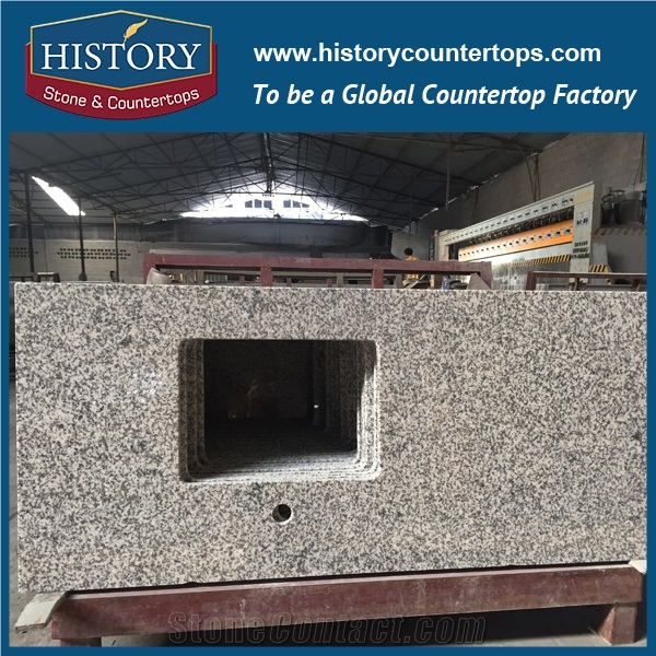 History Stone Hg079 G655 Tong White Precut Half Bullnose Four Edges Polished Custom Size Countertops & Bathroom Vanity Top for Domestic Decoration