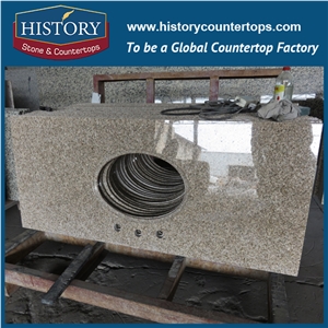 History Stone Hg102 Chrysanthemum Yellow Bevel Top Four Edges Polished Premade Custom Modular for Prefab Countertop & Bathroom Vanity Top