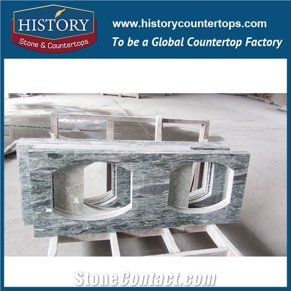 History Stone Hg147 Multicolor Green Polishing Cover Bullnose Customised Shape Wholesale Solid Surface Countertop & Vanity Top for Hotel Project