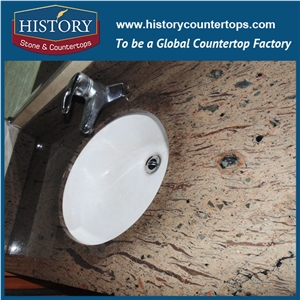 History Stone Hg218 Giallo Peacock Exact Precut Size Four Edges Polished Perfect Finishing Commercial Use Countertops & Vanity Top for Global Market
