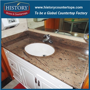 History Stone Hg218 Giallo Peacock Exact Precut Size Four Edges Polished Perfect Finishing Commercial Use Countertops & Vanity Top for Global Market
