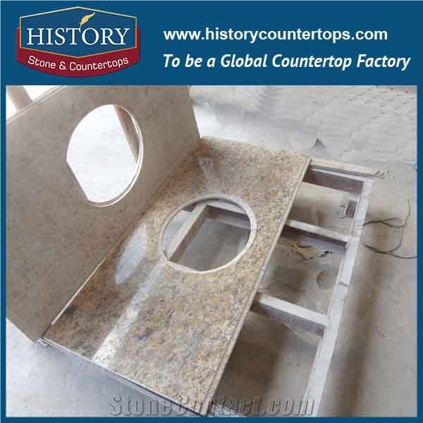 History Stone Hgj020 Giallo Fiorito Radius Top Wholesale Shaped Commercial Integrated Design Replacement for Building Countertop, Coffee Table, Bar Tops, Island Tops