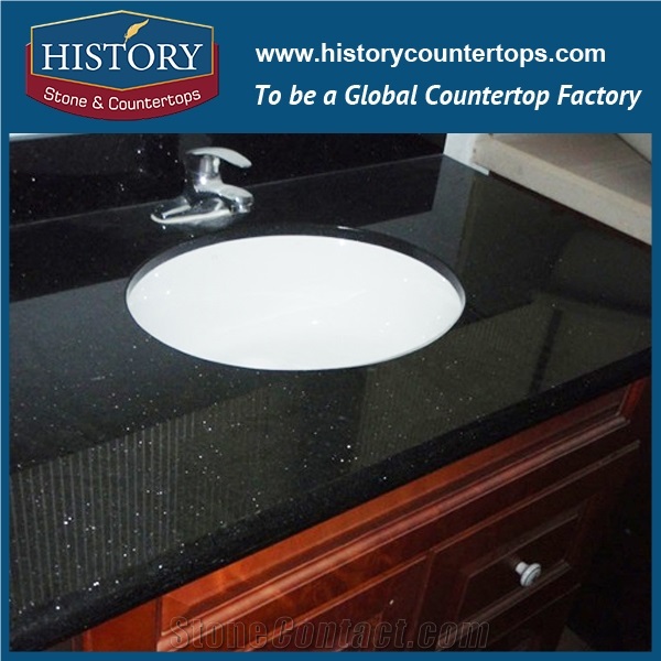 History Stone Hgj021 Galaxy Black Antique Prefabricated Granite Factory Supplier Modular Exotic Style Solid for Apartment, Countertop, Bathroom Vanity Tops & Counter