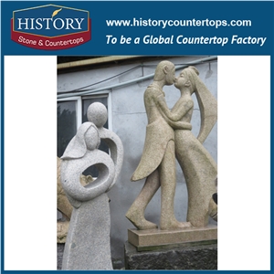 History Stone High Quality Cheap Price Wholesale Products, Natural Granite Grey Color Famous Abstract Young Man and Woman Bust Sculpture, Hot-Selling for Decorations, Human Statue Handcrafts