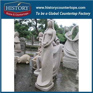 History Stone High Quality Cheap Price Wholesale Products, Natural Granite Grey Color Famous Abstract Young Man and Woman Bust Sculpture, Hot-Selling for Decorations, Human Statue Handcrafts