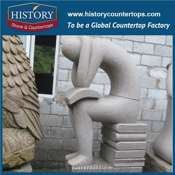 History Stone High Quality Cheap Price Wholesale Products, Natural Granite Grey Color Famous Abstract Young Man and Woman Bust Sculpture, Hot-Selling for Decorations, Human Statue Handcrafts