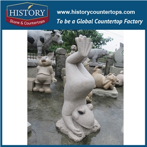 History Stone High Quality Cheap Price Wholesale Products, Natural Granite Grey Color Famous Customized Hippopotamus and Buffalo Sculpture, Hot-Selling for Decorations, Animal Statue & Handcrafts
