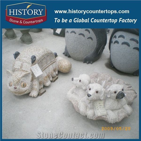 History Stone High Quality Cheap Price Wholesale Products, Natural Granite Grey Color Famous Customized Three Lovely Puppies Sculpture, Hot-Selling for Decorations, Animal Statue & Handcrafts