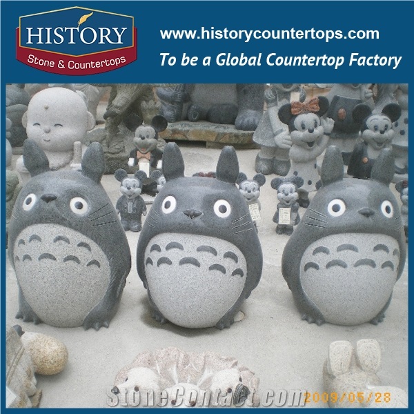 History Stone High Quality Cheap Price Wholesale Products, Natural Granite Grey Color Famous Customized Three Lovely Puppies Sculpture, Hot-Selling for Decorations, Animal Statue & Handcrafts