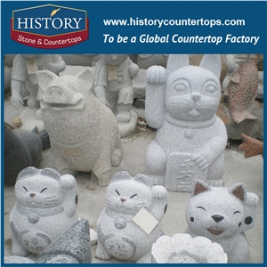 History Stone High Quality Cheap Price Wholesale Products, Natural Granite Grey Color Famous Customized Three Lovely Puppies Sculpture, Hot-Selling for Decorations, Animal Statue & Handcrafts