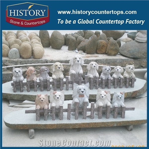 History Stone High Quality Cheap Price Wholesale Products, Natural Granite Grey Color Famous Customized Three Lovely Puppies Sculpture, Hot-Selling for Decorations, Animal Statue & Handcrafts