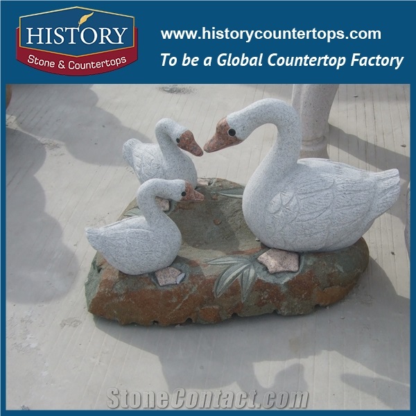 History Stone High Quality Cheap Price Wholesale Products, Natural Granite Grey Color Famous Swimming Ducks in the Pond Sculpture, Hot-Selling for Decorations, Animal Statue & Handcrafts