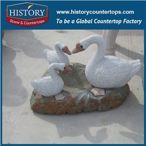 History Stone High Quality Cheap Price Wholesale Products, Natural Granite Grey Color Famous Swimming Ducks in the Pond Sculpture, Hot-Selling for Decorations, Animal Statue & Handcrafts