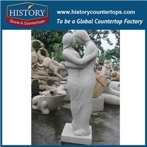 History Stone High Quality Cheap Price Wholesale Products, Natural Granite Grey Famous Abstract Man and Woman Holing Hands Tightly Sculpture, Hot-Selling for Decorations, Human Statue Handcrafts