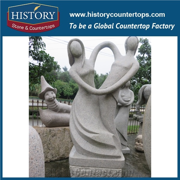 History Stone High Quality Cheap Price Wholesale Products, Natural Granite Yellow Abstract Long Hair Beautiful Woman Dancing with Man Sculpture, Hot-Selling for Decorations, Human Statue Handcrafts