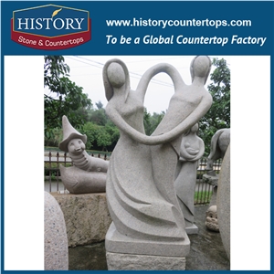 History Stone High Quality Cheap Price Wholesale Products, Natural Granite Yellow Abstract Long Hair Beautiful Woman Dancing with Man Sculpture, Hot-Selling for Decorations, Human Statue Handcrafts