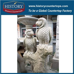 History Stone High Quality Cheap Price Wholesale Products, Natural Granite Yellow Color Famous a Pair Of Birds Carving Stone Sculpture, Hot-Selling for Decorations, Animal Statue Handcrafts