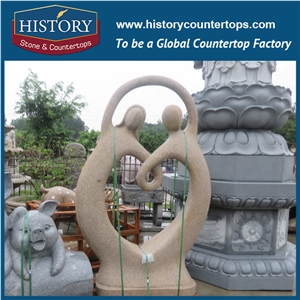 History Stone High Quality Cheap Price Wholesale Products, Natural Granite Yellow Color Famous Abstract Dancing Men and Women Sculpture, Hot-Selling for Decorations, Human Statue Handcrafts