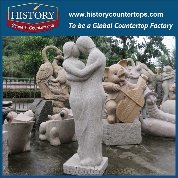 History Stone High Quality Cheap Price Wholesale Products, Natural Granite Yellow Color Famous Abstract Dancing Men and Women Sculpture, Hot-Selling for Decorations, Human Statue Handcrafts