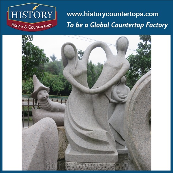 History Stone High Quality Cheap Price Wholesale Products, Natural Granite Yellow Color Famous Abstract Dancing Men and Women Sculpture, Hot-Selling for Decorations, Human Statue Handcrafts