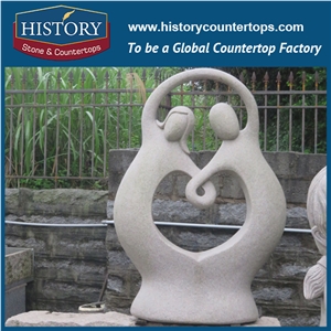 History Stone High Quality Cheap Price Wholesale Products, Natural Granite Yellow Color Famous Abstract Man Hugging Woman Waist Sculpture, Hot-Selling for Decorations, Human Statue Handcrafts