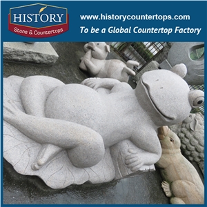 History Stone High Quality Cheap Price Wholesale Products, Natural Granite Yellow Color Famous Customized Squirrel on Garbage Can Sculpture, Hot-Selling for Decorations, Animal Statue & Handcrafts