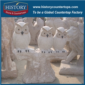 History Stone High Quality Cheap Price Wholesale Products, Natural Granite Yellow Color Famous Customized Three Lovely Eagles Sculpture, Hot-Selling for Decorations, Animal Statue & Handcrafts