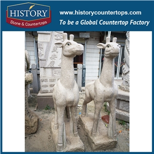 History Stone High Quality Cheap Price Wholesale Products, Natural Granite Yellow Color Famous Customized Vivid Gazing Deer Sculpture, Hot-Selling for Decorations, Animal Statue & Handcrafts