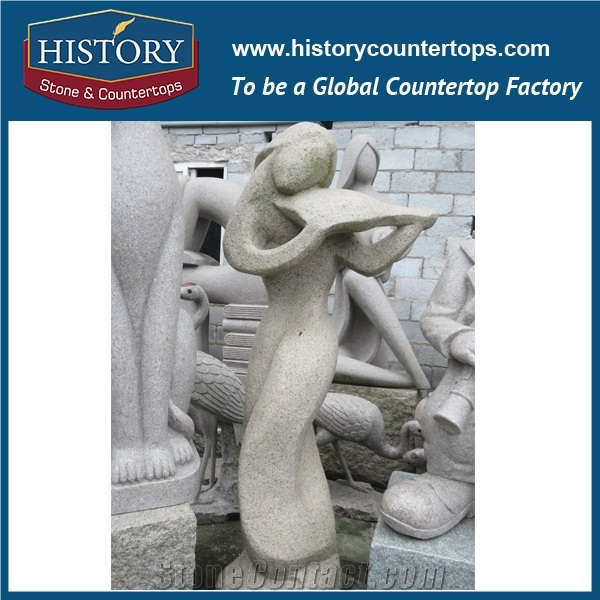 History Stone High Quality Cheap Price Wholesale Products, Natural Granite Yellow Color Famous Long Hair Sitting Women with Ball Sculpture, Hot-Selling for Decorations, Human Statue Handcrafts