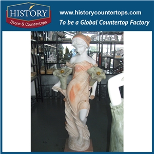 History Stone High Quality Cheap Price Wholesale Products, Natural Marble Pink Color Famous Beautiful Female Garden Sculpture, Hot-Selling for Decorations, Human Statue Handcrafts